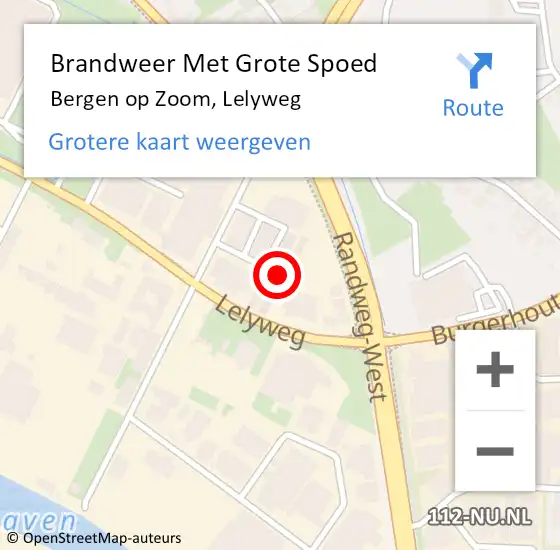 Locatie op kaart van de 112 melding: Brandweer Met Grote Spoed Naar Bergen op Zoom, Lelyweg op 23 maart 2022 10:10