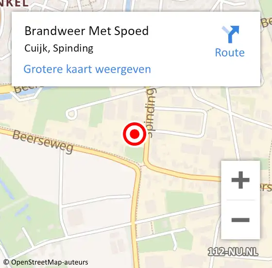 Locatie op kaart van de 112 melding: Brandweer Met Spoed Naar Cuijk, Spinding op 23 maart 2022 10:13