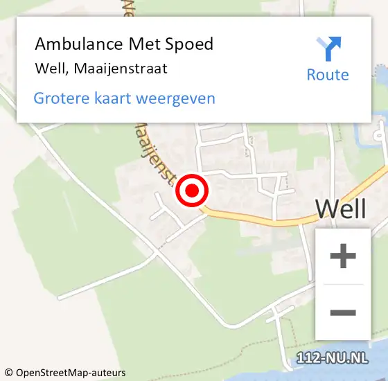 Locatie op kaart van de 112 melding: Ambulance Met Spoed Naar Well, Maaijenstraat op 23 maart 2022 10:17
