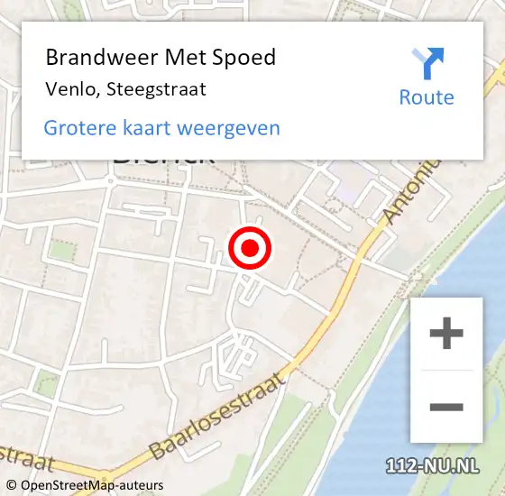 Locatie op kaart van de 112 melding: Brandweer Met Spoed Naar Venlo, Steegstraat op 23 maart 2022 11:02