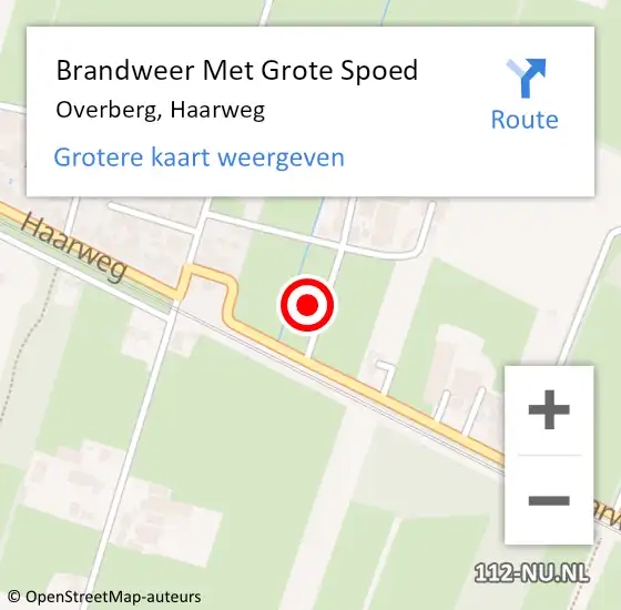 Locatie op kaart van de 112 melding: Brandweer Met Grote Spoed Naar Overberg, Haarweg op 23 maart 2022 11:02