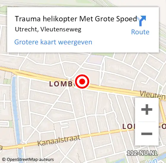 Locatie op kaart van de 112 melding: Trauma helikopter Met Grote Spoed Naar Utrecht, Vleutenseweg op 23 maart 2022 11:04