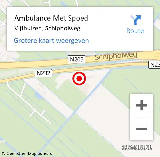 Locatie op kaart van de 112 melding: Ambulance Met Spoed Naar Vijfhuizen, Schipholweg op 23 maart 2022 11:26