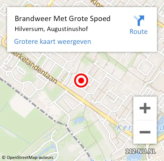 Locatie op kaart van de 112 melding: Brandweer Met Grote Spoed Naar Hilversum, Augustinushof op 23 maart 2022 11:29