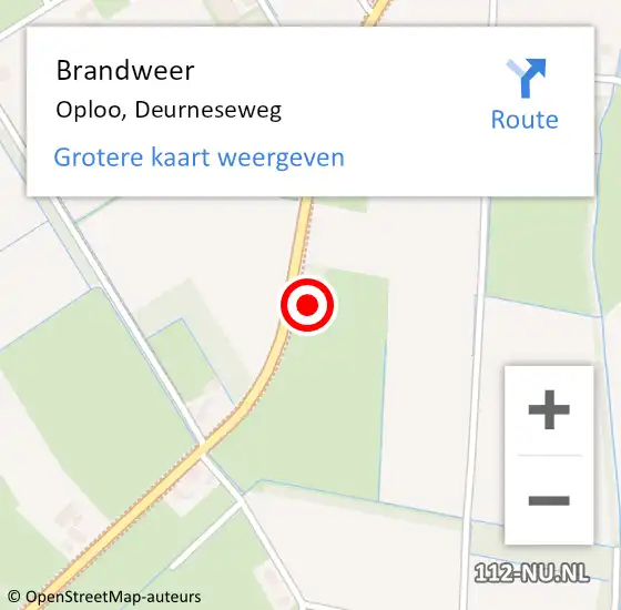 Locatie op kaart van de 112 melding: Brandweer Oploo, Deurneseweg op 23 maart 2022 11:29