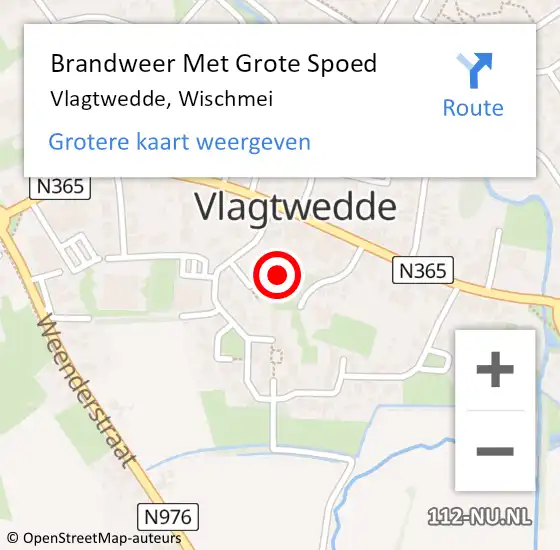 Locatie op kaart van de 112 melding: Brandweer Met Grote Spoed Naar Vlagtwedde, Wischmei op 11 juli 2014 21:25