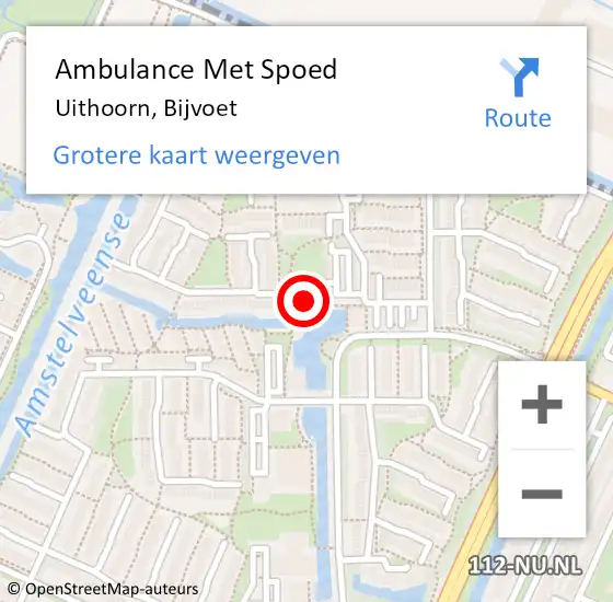 Locatie op kaart van de 112 melding: Ambulance Met Spoed Naar Uithoorn, Bijvoet op 23 maart 2022 11:34