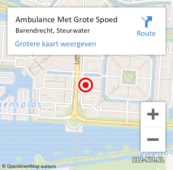 Locatie op kaart van de 112 melding: Ambulance Met Grote Spoed Naar Barendrecht, Steurwater op 23 maart 2022 11:42