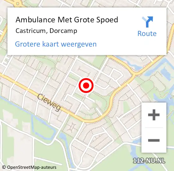 Locatie op kaart van de 112 melding: Ambulance Met Grote Spoed Naar Castricum, Dorcamp op 23 maart 2022 11:43