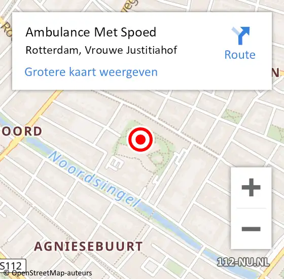 Locatie op kaart van de 112 melding: Ambulance Met Spoed Naar Rotterdam, Vrouwe Justitiahof op 23 maart 2022 11:44