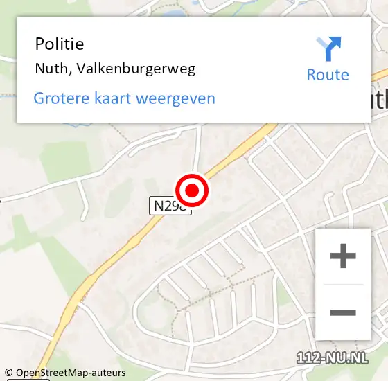 Locatie op kaart van de 112 melding: Politie Nuth, Valkenburgerweg op 23 maart 2022 11:46