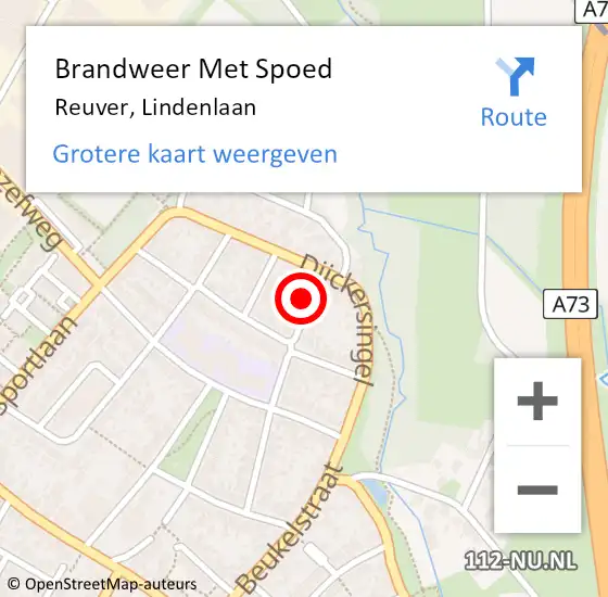 Locatie op kaart van de 112 melding: Brandweer Met Spoed Naar Reuver, Lindenlaan op 23 maart 2022 11:57