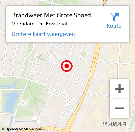 Locatie op kaart van de 112 melding: Brandweer Met Grote Spoed Naar Veendam, Dr. Bosstraat op 23 maart 2022 11:59