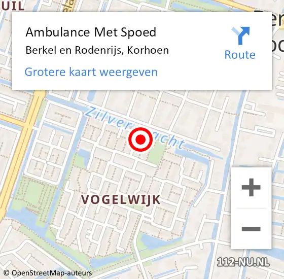 Locatie op kaart van de 112 melding: Ambulance Met Spoed Naar Berkel en Rodenrijs, Korhoen op 23 maart 2022 12:07