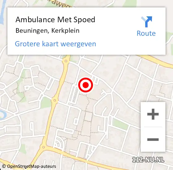 Locatie op kaart van de 112 melding: Ambulance Met Spoed Naar Beuningen, Kerkplein op 23 maart 2022 12:24