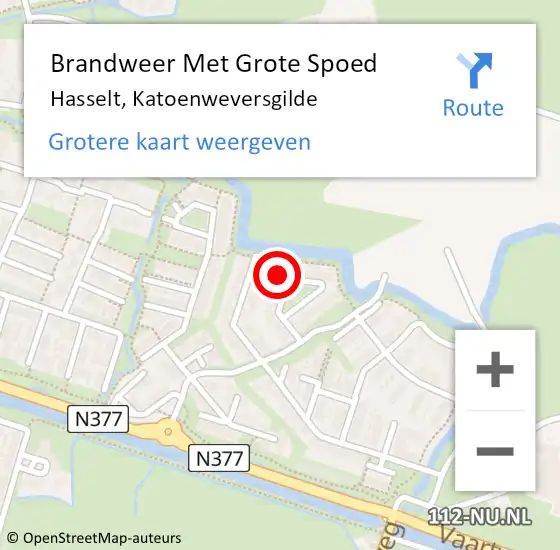 Locatie op kaart van de 112 melding: Brandweer Met Grote Spoed Naar Hasselt, Katoenweversgilde op 23 maart 2022 12:52