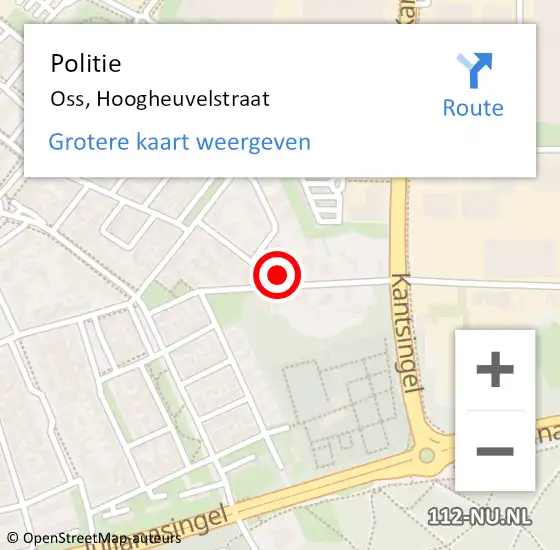 Locatie op kaart van de 112 melding: Politie Oss, Hoogheuvelstraat op 23 maart 2022 13:02