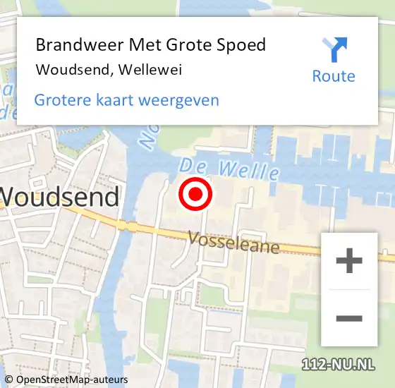 Locatie op kaart van de 112 melding: Brandweer Met Grote Spoed Naar Woudsend, Wellewei op 23 maart 2022 13:09