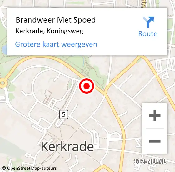 Locatie op kaart van de 112 melding: Brandweer Met Spoed Naar Kerkrade, Koningsweg op 23 maart 2022 13:09