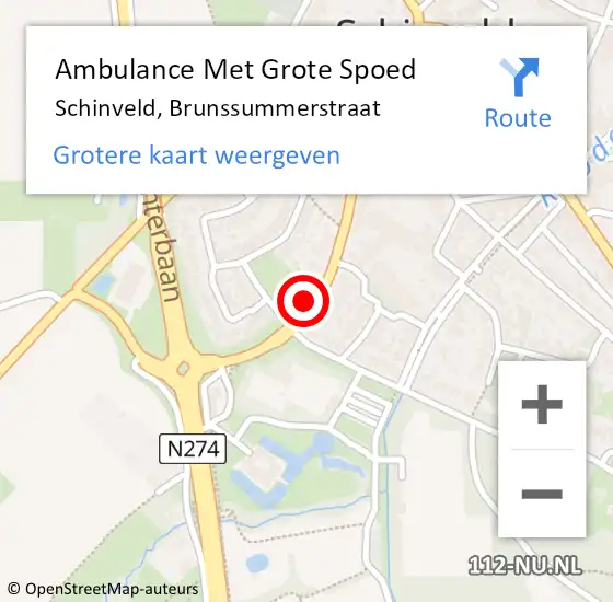 Locatie op kaart van de 112 melding: Ambulance Met Grote Spoed Naar Schinveld, Brunssummerstraat op 11 juli 2014 21:42