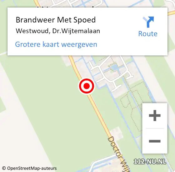Locatie op kaart van de 112 melding: Brandweer Met Spoed Naar Westwoud, Dr.Wijtemalaan op 23 maart 2022 13:22