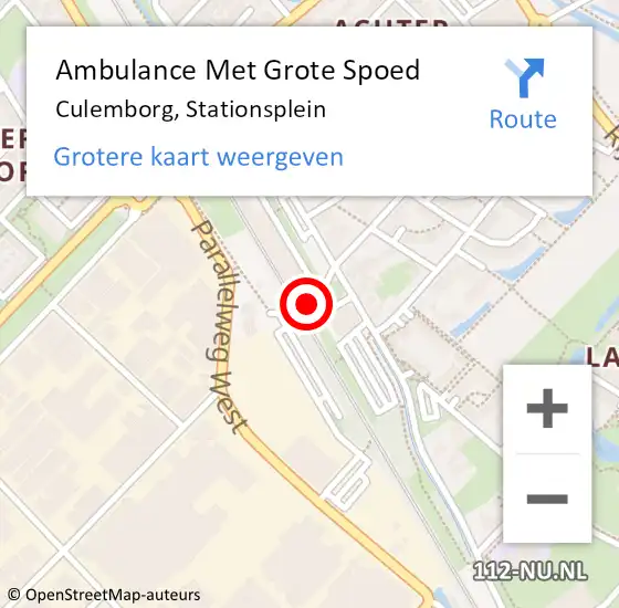 Locatie op kaart van de 112 melding: Ambulance Met Grote Spoed Naar Culemborg, Stationsplein op 23 maart 2022 13:25