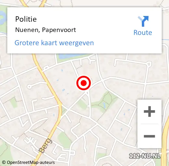 Locatie op kaart van de 112 melding: Politie Nuenen, Papenvoort op 23 maart 2022 13:34