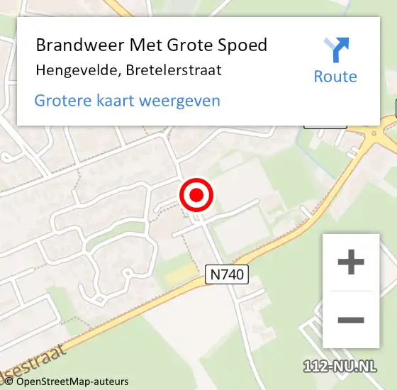 Locatie op kaart van de 112 melding: Brandweer Met Grote Spoed Naar Hengevelde, Bretelerstraat op 23 maart 2022 13:43