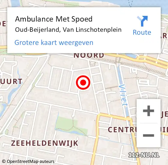 Locatie op kaart van de 112 melding: Ambulance Met Spoed Naar Oud-Beijerland, Van Linschotenplein op 23 maart 2022 13:45