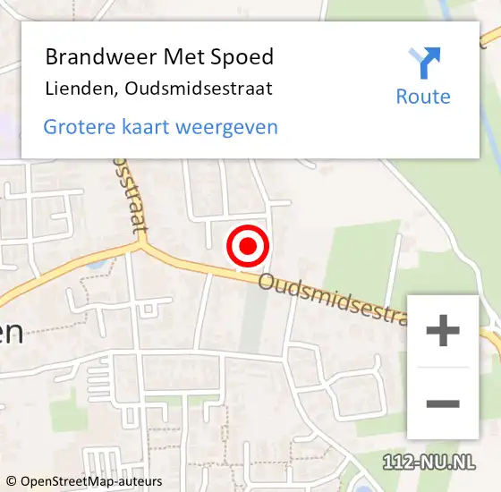 Locatie op kaart van de 112 melding: Brandweer Met Spoed Naar Lienden, Oudsmidsestraat op 23 maart 2022 13:54