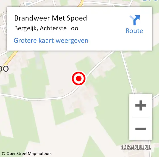 Locatie op kaart van de 112 melding: Brandweer Met Spoed Naar Bergeijk, Achterste Loo op 23 maart 2022 14:13