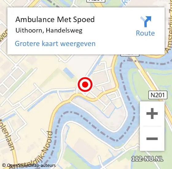 Locatie op kaart van de 112 melding: Ambulance Met Spoed Naar Uithoorn, Handelsweg op 23 maart 2022 14:14