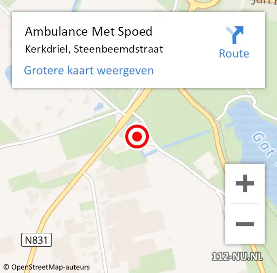 Locatie op kaart van de 112 melding: Ambulance Met Spoed Naar Kerkdriel, Steenbeemdstraat op 23 maart 2022 14:15