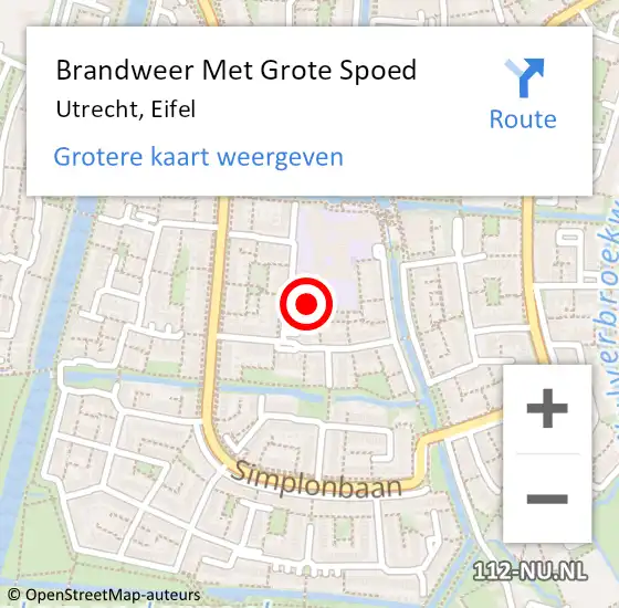 Locatie op kaart van de 112 melding: Brandweer Met Grote Spoed Naar Utrecht, Eifel op 23 maart 2022 14:20