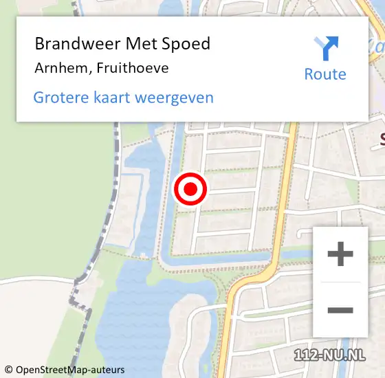 Locatie op kaart van de 112 melding: Brandweer Met Spoed Naar Arnhem, Fruithoeve op 23 maart 2022 14:47