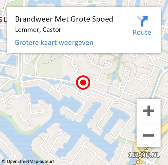 Locatie op kaart van de 112 melding: Brandweer Met Grote Spoed Naar Lemmer, Castor op 23 maart 2022 14:55