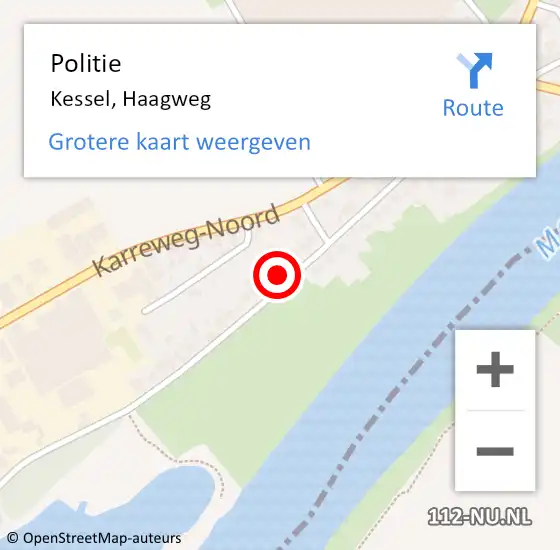 Locatie op kaart van de 112 melding: Politie Kessel, Haagweg op 23 maart 2022 15:10