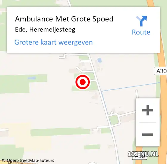 Locatie op kaart van de 112 melding: Ambulance Met Grote Spoed Naar Ede, Heremeijesteeg op 23 maart 2022 15:11