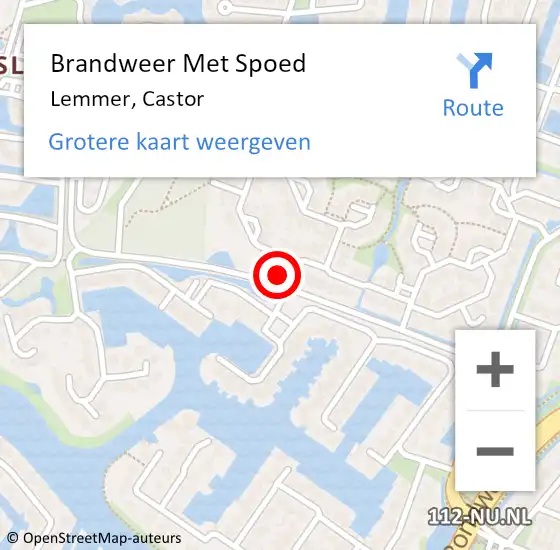 Locatie op kaart van de 112 melding: Brandweer Met Spoed Naar Lemmer, Castor op 23 maart 2022 15:12