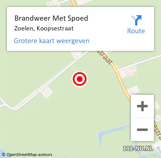 Locatie op kaart van de 112 melding: Brandweer Met Spoed Naar Zoelen, Koopsestraat op 23 maart 2022 15:21