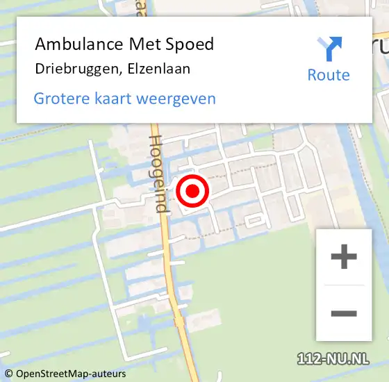 Locatie op kaart van de 112 melding: Ambulance Met Spoed Naar Driebruggen, Elzenlaan op 23 maart 2022 15:42