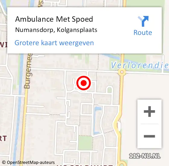 Locatie op kaart van de 112 melding: Ambulance Met Spoed Naar Numansdorp, Kolgansplaats op 23 maart 2022 15:43