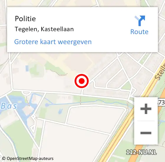 Locatie op kaart van de 112 melding: Politie Tegelen, Kasteellaan op 23 maart 2022 15:56