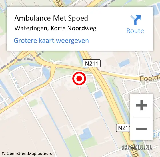 Locatie op kaart van de 112 melding: Ambulance Met Spoed Naar Wateringen, Korte Noordweg op 23 maart 2022 15:57