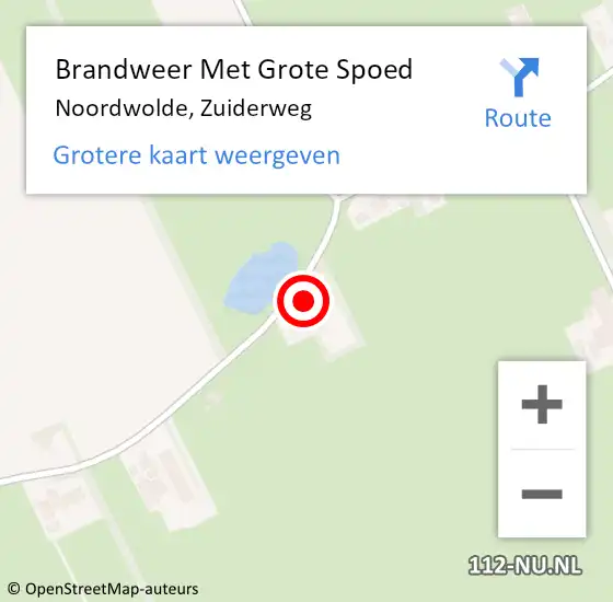 Locatie op kaart van de 112 melding: Brandweer Met Grote Spoed Naar Noordwolde, Zuiderweg op 23 maart 2022 16:12