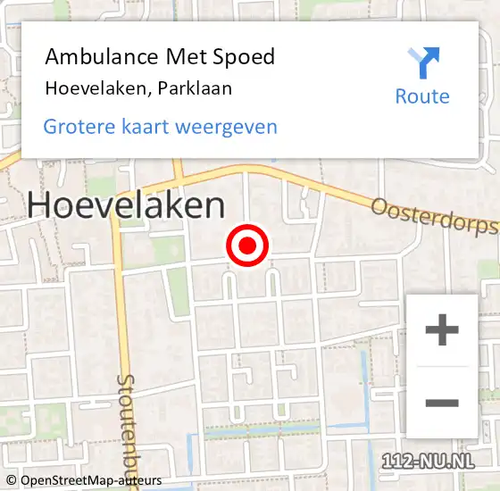 Locatie op kaart van de 112 melding: Ambulance Met Spoed Naar Hoevelaken, Parklaan op 23 maart 2022 16:13