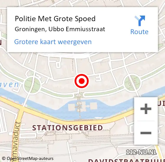 Locatie op kaart van de 112 melding: Politie Met Grote Spoed Naar Groningen, Ubbo Emmiusstraat op 23 maart 2022 16:16