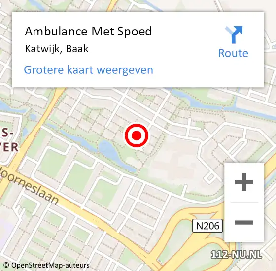 Locatie op kaart van de 112 melding: Ambulance Met Spoed Naar Katwijk, Baak op 23 maart 2022 16:23