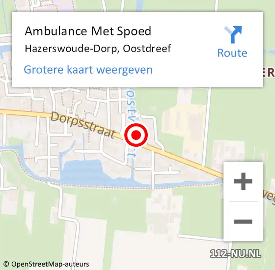 Locatie op kaart van de 112 melding: Ambulance Met Spoed Naar Hazerswoude-Dorp, Oostdreef op 23 maart 2022 16:27