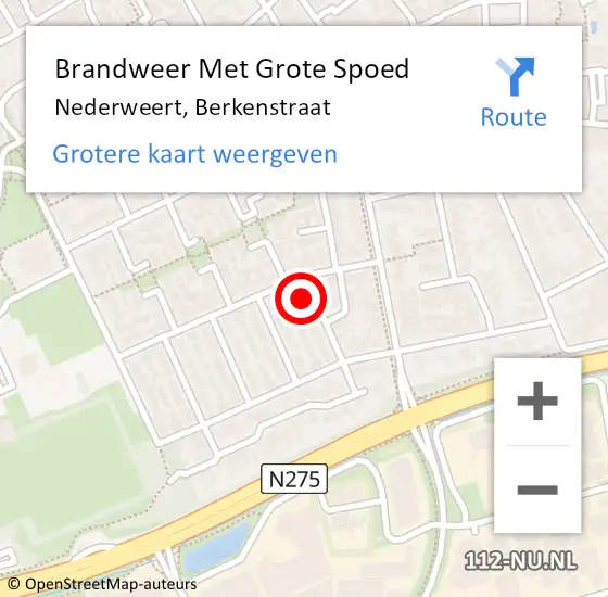 Locatie op kaart van de 112 melding: Brandweer Met Grote Spoed Naar Nederweert, Berkenstraat op 23 maart 2022 16:28